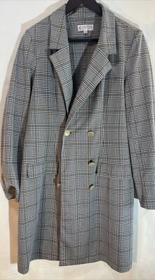 Vestido Abrigo Nanette Lepore Doble Pecho Negro Blanco Dorado Botones Talla 10 Foto 1 de 4