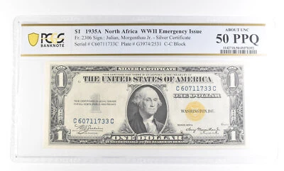 1935 A $1 N. Africa Silver Certificate WWII Fr#2306 Abt Unc 50 PPQ PCGS *2452 - Image 1 of 3