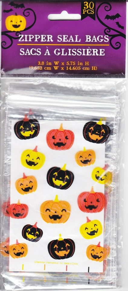 NUEVAS bolsas de golosinas de Halloween con sello de cremallera (30 unidades) calabazas Foto 1 de 1