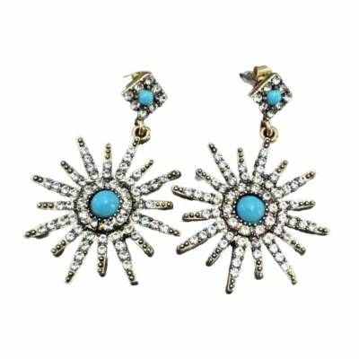 Pendientes bohemios ADORNIA Boho Starburst turquesa cristal de Swarovski venta al por menor $475 Foto 1 de 4