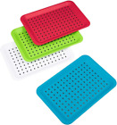 Set of 4 Anti-Slip Plastic Serving Trays - High Grip 33x23cm for Home & Kitchen