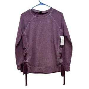 ANA A New Approach Side Tie Casual Sweatshirt Purple NWT Womens Small - Picture 1 of 7