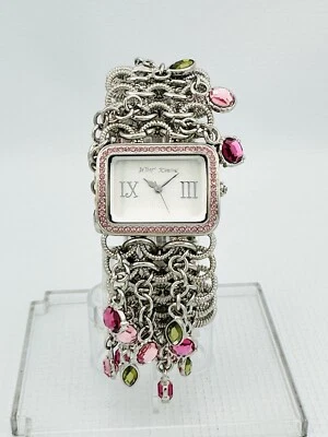 Reloj pulsera Betsey Johnson para mujer BJ4011 moda piedras colgantes tono plata Foto 1 de 4