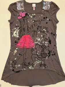 Girl's Bongo Kids Graphic High Low Shirt Child's Size M - Picture 1 of 8