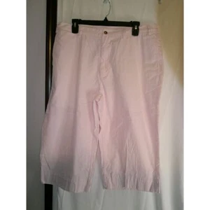 Light Pink Cotton Capri Pants Casual Summer Cropped Trousers - Picture 1 of 2