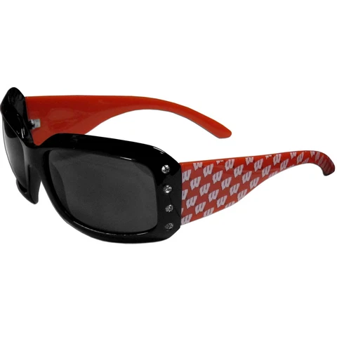 Wisconsin Badgers Sunglasses (Designer w/Rhinestones) Licensed NCAA Cover