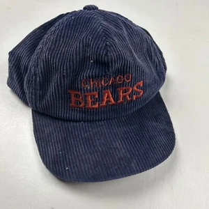 Vintage Chicago Bears Corduroy Snapback Hat Cap Blue Orange AJD NFL Football - Picture 1 of 7