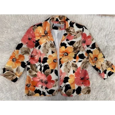 Alfred Dunner Women's Floral Blazer Jacket Size 14 Petites Multicolor Spring 14P - Image 1 of 4