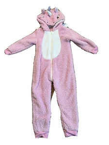 Unicorn Sherpa plush Kids One piece size 6 hoodie pink Costume One Piece Hood - Picture 1 of 5