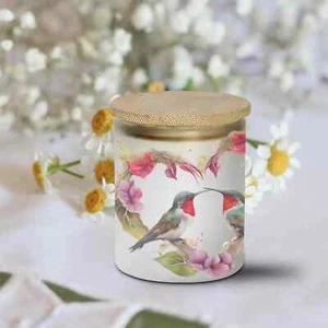 Tarro de velas esmerilado corazón colibrí, tealight con temporizador incluido - Imagen 1 de 7