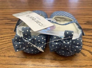NEW CARTER'S BABY GIRLS BLUE WHITE POLKA DOT CRIB SHOES 6-9M - Picture 1 of 7