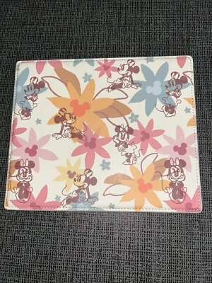 WDW Disney Store Retired Minnie Mouse Pastel Flowers PC Mouse Pad Faux Leather - Image 1 of 3