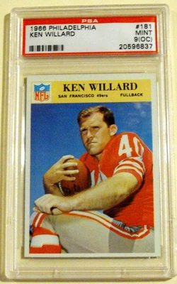 1966 Philadelphia #181 Ken Willard RC 49ers PSA 9 OC Mint Compare  Rare Pop 3-0 - Image 1 of 2
