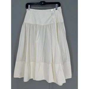 Maeve Anthropologie Skirt Women 6 Cream Midi Drop Waist Wrap Cottage Boho Button - Picture 1 of 7