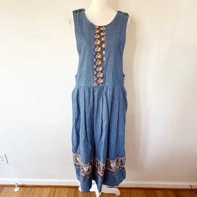 Vestido tipo jersey vintage para mujer cambray denim novedad estampado de gato pequeño arte para usar Foto 1 de 4