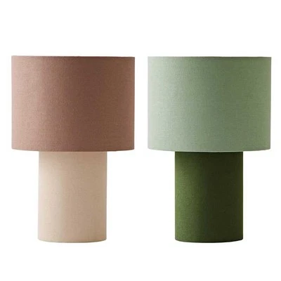 Lampada da tavolo tessuto colore scontro duo luce soggiorno camera da letto comodino lampadina led - Immagine 1 di 4