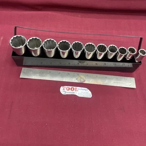 Vtg 11 pc Craftsman -G-Deep 12 Point 1/2" Drive Socket Set SAE 1/2"-1 1/8" Tray - Picture 1 of 14