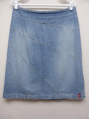 Falda Denim Azul Mexx Azul Algodón Cremallera Trasera y Botón Talla 12 31" Cintura 22" Largo Foto 1 de 4