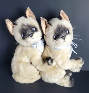 VTG 1987 Pair Realistic Plush Siamese Cats Stuffed, Applause Avanti 11" Tall - Picture 1 of 16