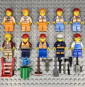 Lego City Construction Workers Minifigures Lot and Accessories - Picture 1 of 1