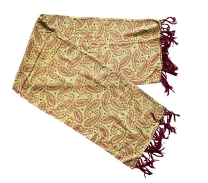 Mens Vintage 60s 70s Scarf Yellow Paisley Patterned Indie Mod - Picture 1 of 2