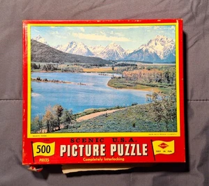 VTG 1960s Built Rite Picture Puzzle Scenic USA "Majestic Tetons" 500+ Pcs - USA - Picture 1 of 8