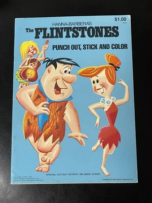Adesivo vintage Flinstones Book Punch Out Stick colorido 1974 Hanna-Barbera - Imagem 1 de 4
