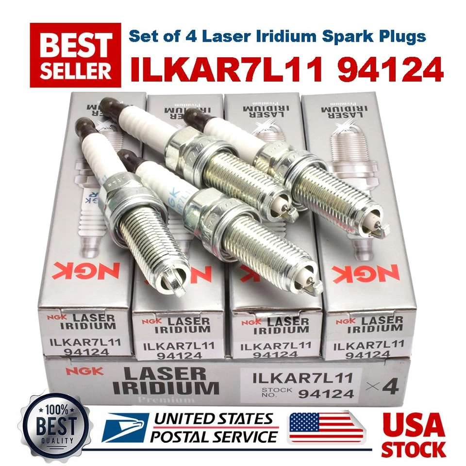 Set of 4 Laser Iridium Spark Plugs ILKAR7L11 For Mazda CX-5 2013-2015 NGK 94124 - Image 1 of 4