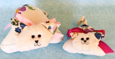 Vintage Plush Stuffed Cat Kitten Handmade Embroidered Cottage Core Country Decor - Image 1 of 4