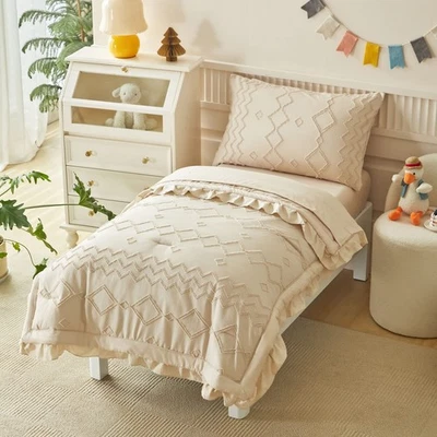 AIKASY Toddler Bedding Set 4 Pieces Super Soft Comforter Set, Shabby Boho Boh... - Image 1 of 4