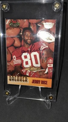 Jerry Rice 1993 solo para miembros del Stadium Club autógrafo rompedor de récords Salón de la fama 49ers  Foto 1 de 4
