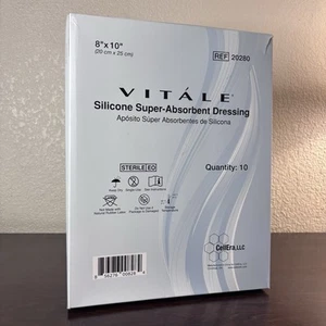 Vitale Silicone Super-Absorbent Dressing 8x10 Box Of 10 - New Open Box - Picture 1 of 11