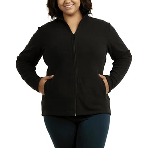 Women’s Polar Fleece Jacket Full Zip Up Pockets S-3XL Plus Size Long Sleeve Coat - Picture 1 of 23