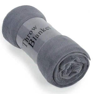 Soft Flannel Fleece Throw Blanket, Solid Gray, Standard Throw - Picture 1 of 5