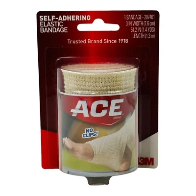 1 Bandage ACE Bandage Self-Adhering Elastic Bandage 3" x 51.2" Ankle Knee Elbow - Image 1 of 4