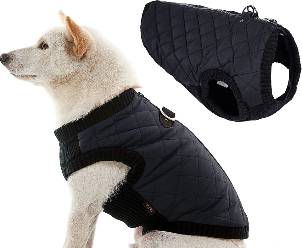 Fashion Vest Dog Jacket Dog Bomber Vest with Dual D Ring Leash, gray Large - Image 1 of 4