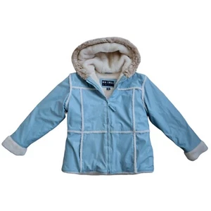 Afghan Big Chill Faux Fur Kids Jacket L(14/16) Girls Winter Hoodied Coat Blue - Picture 1 of 11
