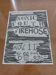 SONIC YOUTH, fIRREHOSE, 11.11.1986, IV. Akt Lounge, Original Konzertflyer Poster - Bild 1 von 2