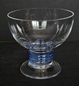 4 Vtg Block Synergy Cobalt Blue Clear Crystal Dessert Glasses Blue Threaded Stem - Picture 1 of 7