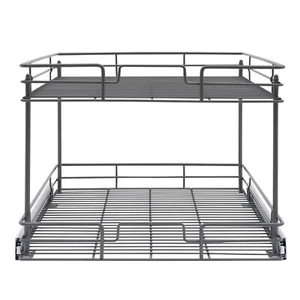 2 Tier Kitchen Cabinet Pull Out Shelf and Drawer Organizer Slide Out Basket - Picture 1 of 24