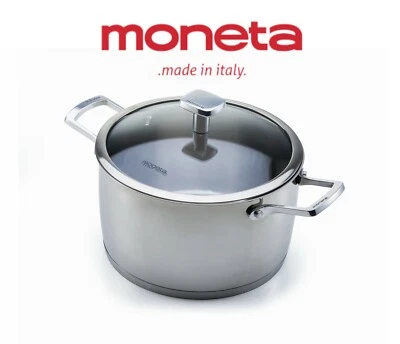 MONETA PENTOLA ALTA ACCIAIO INOX 18/10 CON COPERCHIO DOPPIO FONDO INDUZIONE - Immagine 1 di 3