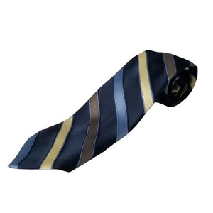 Men's Don Loper Classic Striped Necktie Tie Blue and Brown Polyester - Picture 1 of 5