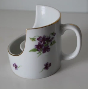 Portavelas floral púrpura media taza con mango PWF - Imagen 1 de 7