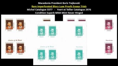 Liberia 1999 Macedonia President Boris Trajkovski Set x3 Imperf Bloc MNH - Image 1 of 4