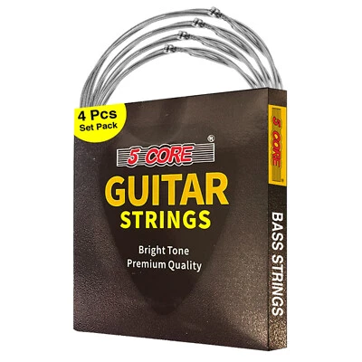 5 Core Bass Guitar Strings Extra Light Gauge Bright & Powerful Tone 4 String Set - Image 1 of 4