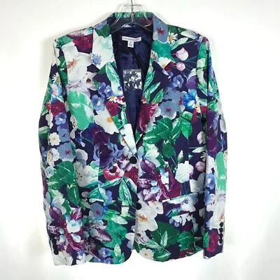 Chaqueta Blazer Mujer Talla 12 Isaac Mizrahi Live Multicolor Floral Dos Botones Nueva con Etiquetas Foto 1 de 3