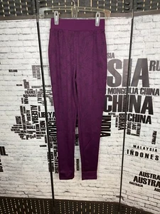 Woman Within S Purple Floral Print Elastic Waist Leggings - Picture 1 of 4