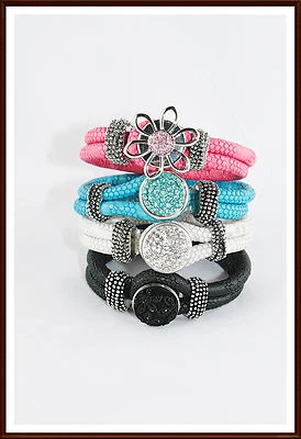 Druckknopf Wechselsystem Button Click Armband schwarz weiß pass. Chunk & Noosa - Bild 1 von 2