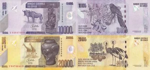 Congo 1000 2000 Francs 2022 P 103 104 UNC Set 2 pcs - Picture 1 of 1