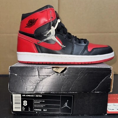 Air Jordan 1 Retro 2001 Bred 136066-061 Auténtico Talla 8 Totalmente Nuevo Foto 1 de 4
